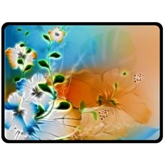 Wonderful Flowers In Colorful And Glowing Lines Fleece Blanket (large)  by FantasyWorld7