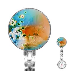 Wonderful Flowers In Colorful And Glowing Lines Stainless Steel Nurses Watches