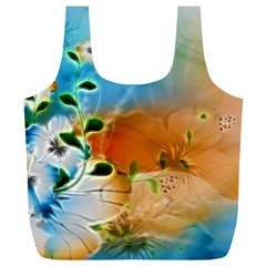 Wonderful Flowers In Colorful And Glowing Lines Full Print Recycle Bags (L) 