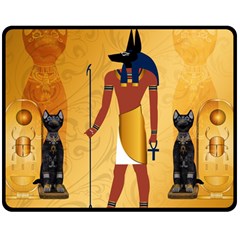 Anubis, Ancient Egyptian God Of The Dead Rituals  Double Sided Fleece Blanket (medium)  by FantasyWorld7