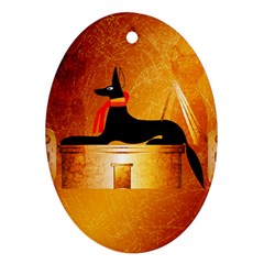 Anubis, Ancient Egyptian God Of The Dead Rituals  Ornament (oval)  by FantasyWorld7