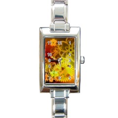 Glowing Colorful Flowers Rectangle Italian Charm Watches by FantasyWorld7