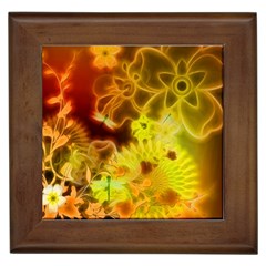 Glowing Colorful Flowers Framed Tiles by FantasyWorld7