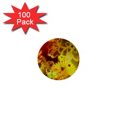 Glowing Colorful Flowers 1  Mini Buttons (100 Pack)  by FantasyWorld7