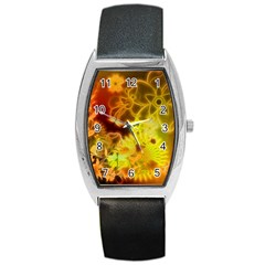 Glowing Colorful Flowers Barrel Metal Watches by FantasyWorld7