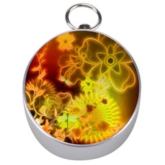 Glowing Colorful Flowers Silver Compasses by FantasyWorld7