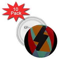 Fractal Design in Red, Soft-Turquoise, Camel on Black 1.75  Buttons (10 pack)