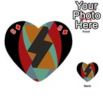 Fractal Design in Red, Soft-Turquoise, Camel on Black Playing Cards 54 (Heart)  Front - Diamond8