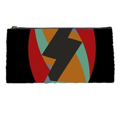 Fractal Design in Red, Soft-Turquoise, Camel on Black Pencil Cases