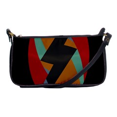 Fractal Design in Red, Soft-Turquoise, Camel on Black Shoulder Clutch Bags