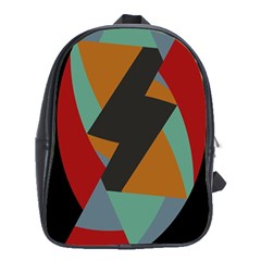 Fractal Design in Red, Soft-Turquoise, Camel on Black School Bags (XL) 