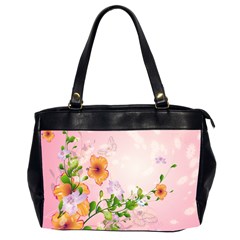 Beautiful Flowers On Soft Pink Background Office Handbags (2 Sides) 