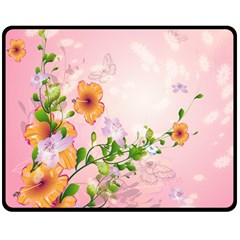 Beautiful Flowers On Soft Pink Background Double Sided Fleece Blanket (medium)  by FantasyWorld7