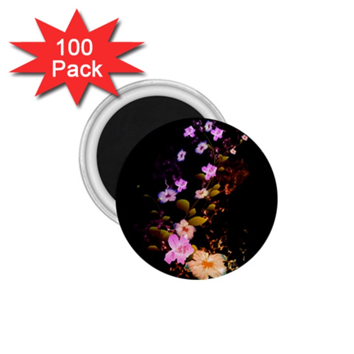 Awesome Flowers With Fire And Flame 1.75  Magnets (100 pack) 