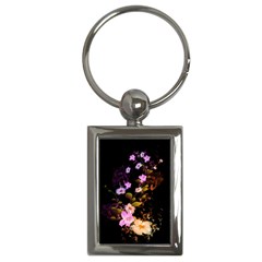 Awesome Flowers With Fire And Flame Key Chains (rectangle)  by FantasyWorld7