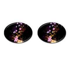 Awesome Flowers With Fire And Flame Cufflinks (oval) by FantasyWorld7