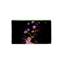 Awesome Flowers With Fire And Flame Cosmetic Bag (xs)