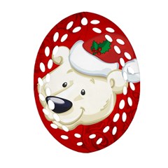 Funny Polar Bear Ornament (oval Filigree)  by FantasyWorld7