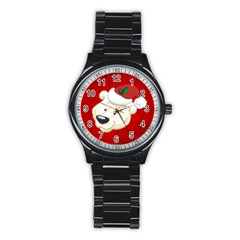 Funny Polar Bear Stainless Steel Round Watches by FantasyWorld7
