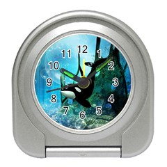 Orca Swimming In A Fantasy World Travel Alarm Clocks by FantasyWorld7