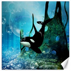 Orca Swimming In A Fantasy World Canvas 16  X 16   by FantasyWorld7