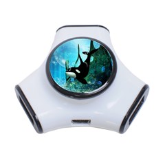 Orca Swimming In A Fantasy World 3-port Usb Hub by FantasyWorld7