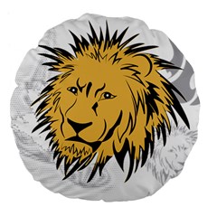 Lion Large 18  Premium Flano Round Cushions by EnjoymentArt