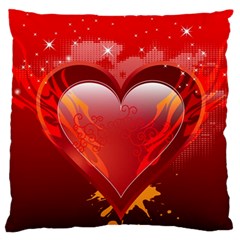 Heart Large Flano Cushion Cases (one Side) 