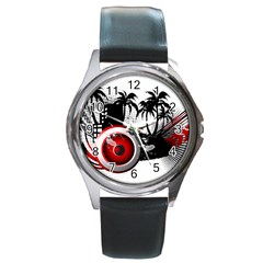 Music, Speaker Round Metal Watches by EnjoymentArt