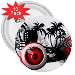 Music, Speaker 3  Buttons (10 Pack) 