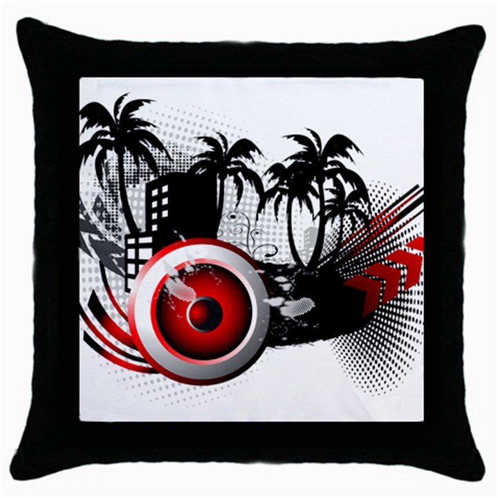 music, speaker Throw Pillow Cases (Black)