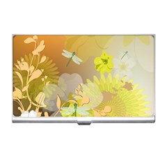 Beautiful Yellow Flowers With Dragonflies Business Card Holders by FantasyWorld7