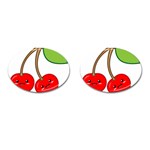 Kawaii Cherry Cufflinks (Oval) Front(Pair)