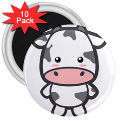 Kawaii Cow 3  Magnets (10 Pack)  by KawaiiKawaii