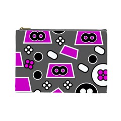 Grey Pink Abstract  Cosmetic Bag (large)  by OCDesignss