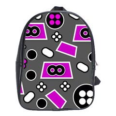 Grey Pink Abstract  School Bags (xl) 