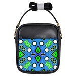 Florescent Blue Green Abstract  Girls Sling Bags Front