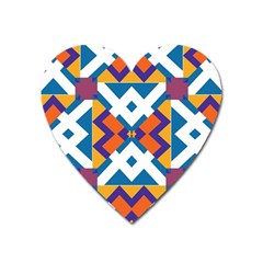 Shapes In Rectangles Pattern Magnet (heart) by LalyLauraFLM