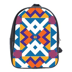 Shapes In Rectangles Pattern School Bag (xl) by LalyLauraFLM