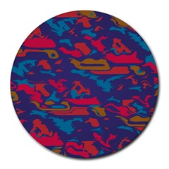 Chaos In Retro Colors Round Mousepad by LalyLauraFLM