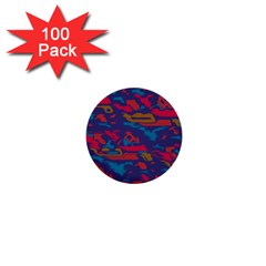 Chaos In Retro Colors 1  Mini Button (100 Pack)  by LalyLauraFLM