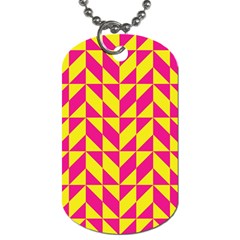 Pink And Yellow Shapes Pattern Dog Tag (two Sides) by LalyLauraFLM