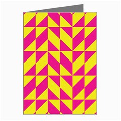 Pink And Yellow Shapes Pattern Greeting Card by LalyLauraFLM