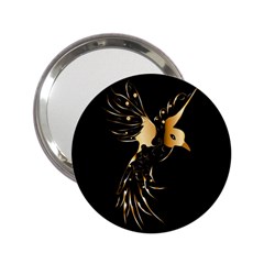 Beautiful Bird In Gold And Black 2 25  Handbag Mirrors