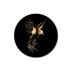Beautiful Bird In Gold And Black Magnet 3  (round)