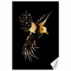 Beautiful Bird In Gold And Black Canvas 12  X 18   by FantasyWorld7