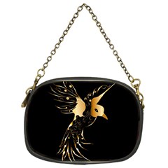 Beautiful Bird In Gold And Black Chain Purses (one Side) 