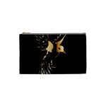 Beautiful Bird In Gold And Black Cosmetic Bag (Small)  Front