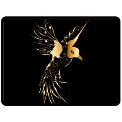 Beautiful Bird In Gold And Black Fleece Blanket (large) 