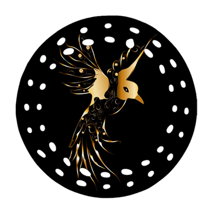 Beautiful Bird In Gold And Black Ornament (Round Filigree) 